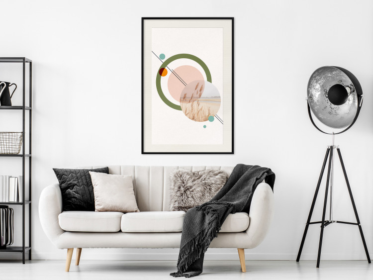 Wall Poster Geometric Landscape - landscape in a circle among abstract shapes 131809 additionalImage 24