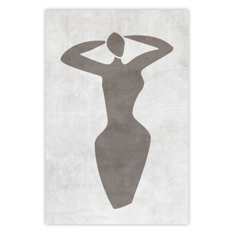 Wall Poster Dancing Woman - black silhouette of a dancing woman on a gray background 134209