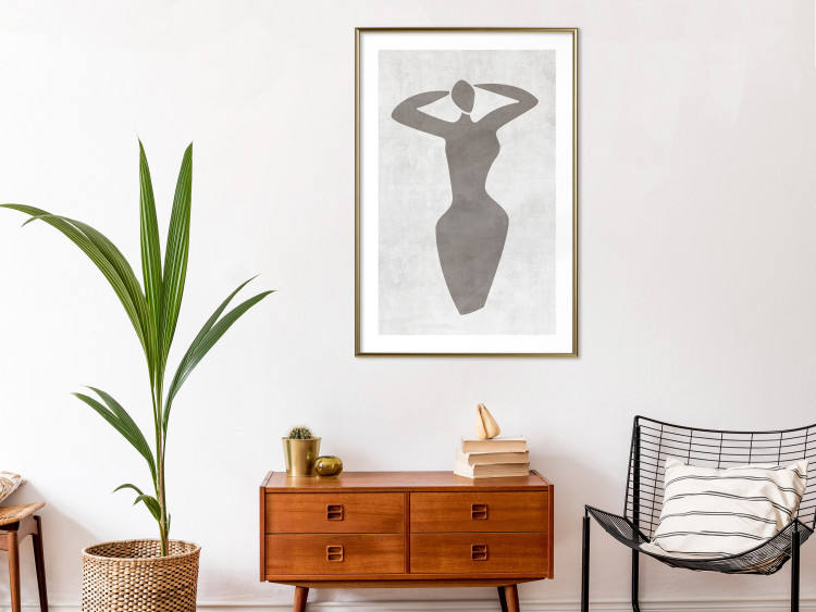Wall Poster Dancing Woman - black silhouette of a dancing woman on a gray background 134209 additionalImage 13