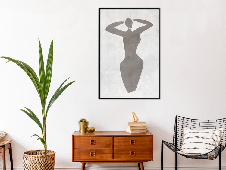 Wall Poster Dancing Woman - black silhouette of a dancing woman on a gray background 134209 additionalImage 4