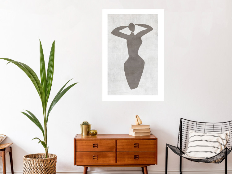 Wall Poster Dancing Woman - black silhouette of a dancing woman on a gray background 134209 additionalImage 3