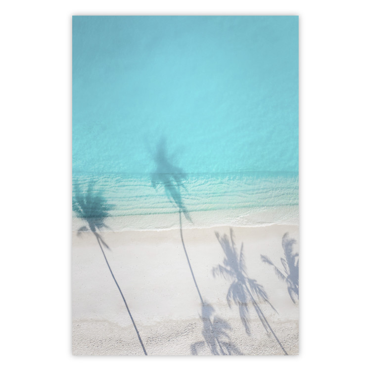 Wall Poster Turquoise Morning - seaside landscape with vivid shadow of palms 135309