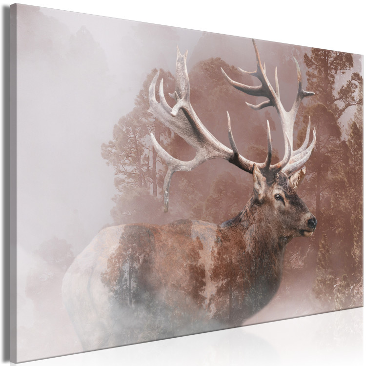 Canvas Print Deer (1-piece) Wide - animal in the misty forest landscape 137009 additionalImage 2