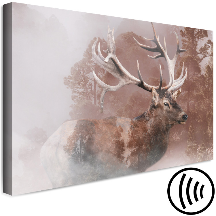 Canvas Print Deer (1-piece) Wide - animal in the misty forest landscape 137009 additionalImage 6