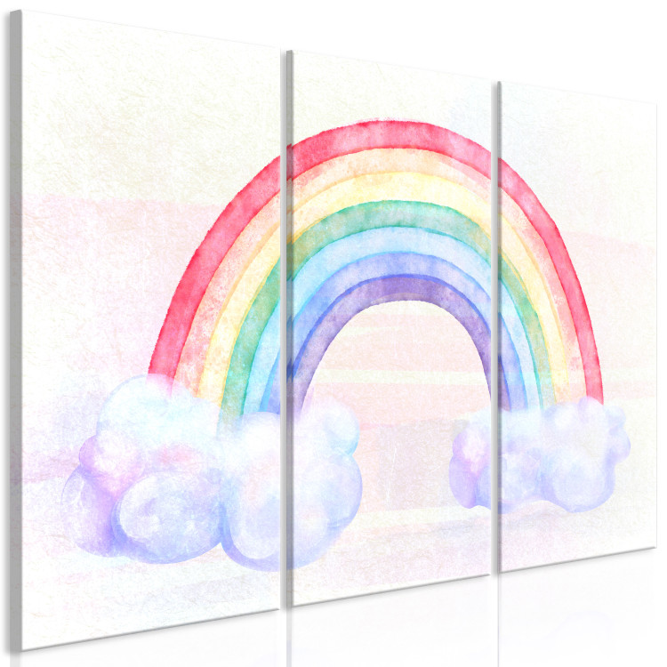 Canvas Print Rainbow Day (3-piece) - colorful watercolor-painted composition 142309 additionalImage 2