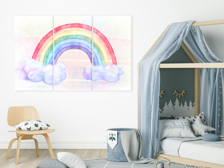 Canvas Print Rainbow Day (3-piece) - colorful watercolor-painted composition 142309 additionalImage 3