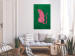 Canvas Art Print Pink Cheetah (1-piece) Vertical - wild cat on an emerald background 142609 additionalThumb 3