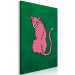 Canvas Art Print Pink Cheetah (1-piece) Vertical - wild cat on an emerald background 142609 additionalThumb 2