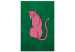 Canvas Art Print Pink Cheetah (1-piece) Vertical - wild cat on an emerald background 142609