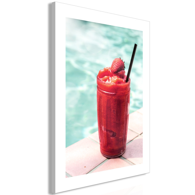 Canvas Art Print Strawberry Cocktail (1-piece) - still life in a summer frame 144109 additionalImage 2