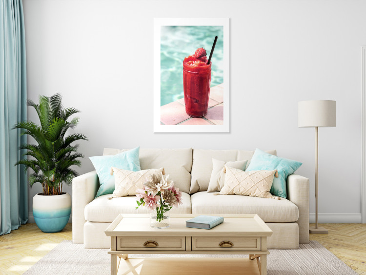 Canvas Art Print Strawberry Cocktail (1-piece) - still life in a summer frame 144109 additionalImage 3