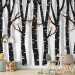 Wall Mural Birch forest - black and white trees with brown leaves on branches 145109 additionalThumb 4