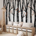 Wall Mural Birch forest - black and white trees with brown leaves on branches 145109 additionalThumb 5