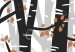 Wall Mural Birch forest - black and white trees with brown leaves on branches 145109 additionalThumb 7