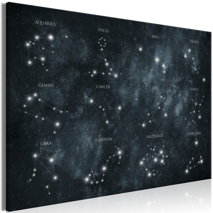 Canvas Stars (1-piece) - space landscape with names of zodiac signs 145309 additionalImage 2