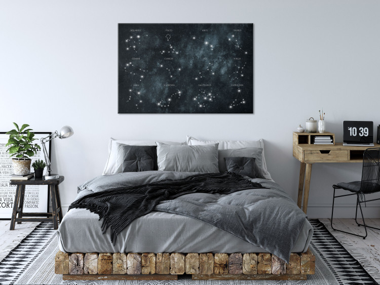 Canvas Stars (1-piece) - space landscape with names of zodiac signs 145309 additionalImage 3