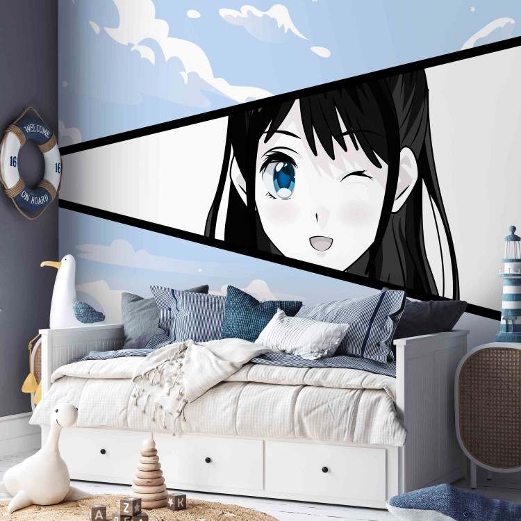 Photo Wallpaper Manga Style Girl - Comic Book Character Against a Blue Sky 145509 additionalImage 5