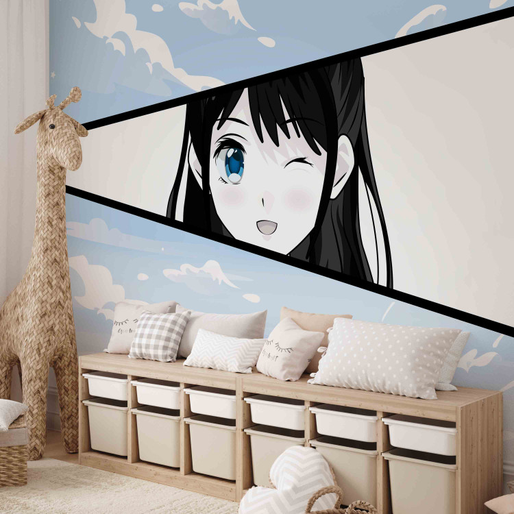 Photo Wallpaper Manga Style Girl - Comic Book Character Against a Blue Sky 145509 additionalImage 6