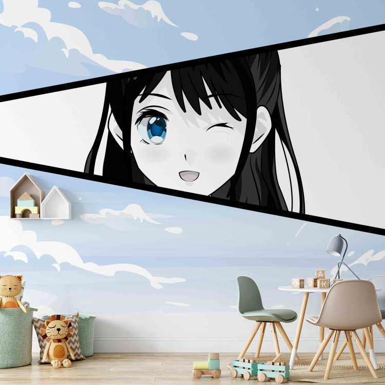 Photo Wallpaper Manga Style Girl - Comic Book Character Against a Blue Sky 145509 additionalImage 4