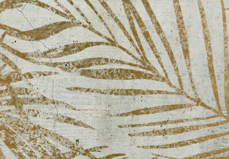 Round Canvas Golden Palm Tree - Plant Leaves on a Beige Background Variant 2 149009 additionalImage 2