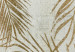 Round Canvas Golden Palm Tree - Plant Leaves on a Beige Background Variant 2 149009 additionalThumb 3