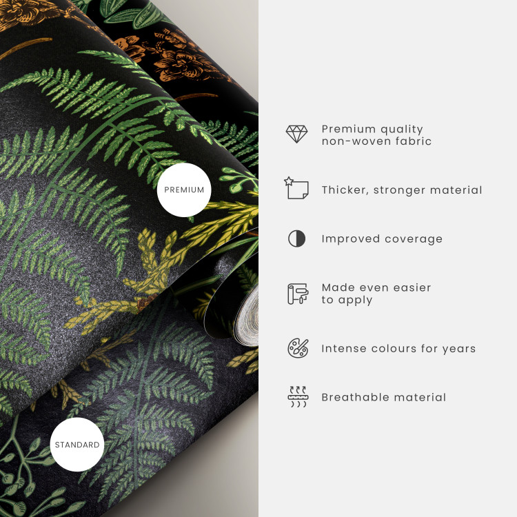 Modern Wallpaper Nature Pattern - Dark Green Palm Leaves on a Beige Background 149909 additionalImage 11