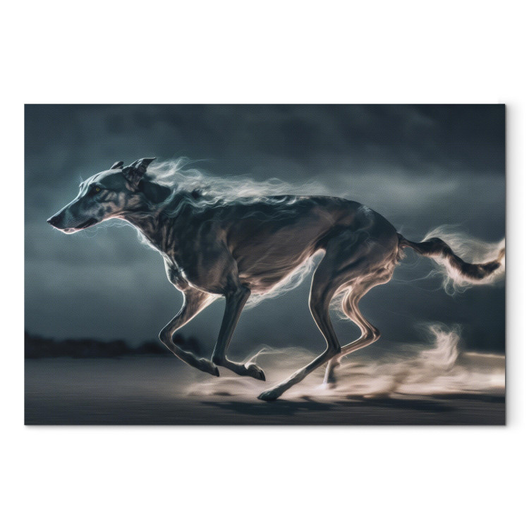 Canvas Art Print AI Greyhound Dog - Speeding Animal Captured in a Gallop - Horizontal 150209