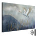 Canvas Art Print A Heron in Flight - A Bird Flying Against the Background of Dark Blue Mountains Covered With Fog 151209 additionalThumb 8