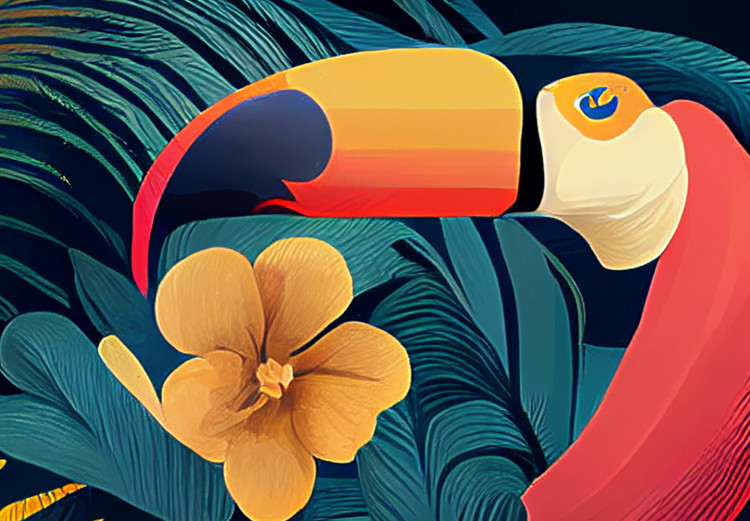 Canvas Birds in the Jungle - Toucans Among Lush Exotic Flowers and Foliage 151809 additionalImage 4