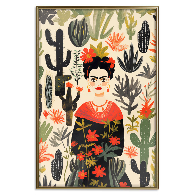 Wall Poster Frida in the Desert - A Composition With the Painter and Cacti in the Background 152209 additionalImage 15