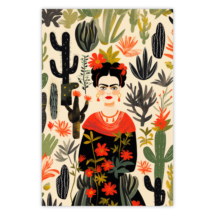 Wall Poster Frida in the Desert - A Composition With the Painter and Cacti in the Background 152209