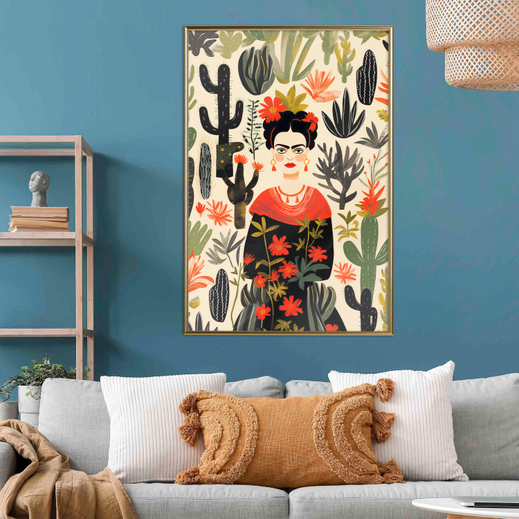 Wall Poster Frida in the Desert - A Composition With the Painter and Cacti in the Background 152209 additionalImage 2