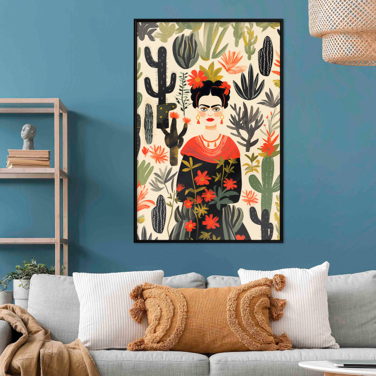 Wall Poster Frida in the Desert - A Composition With the Painter and Cacti in the Background 152209 additionalImage 11
