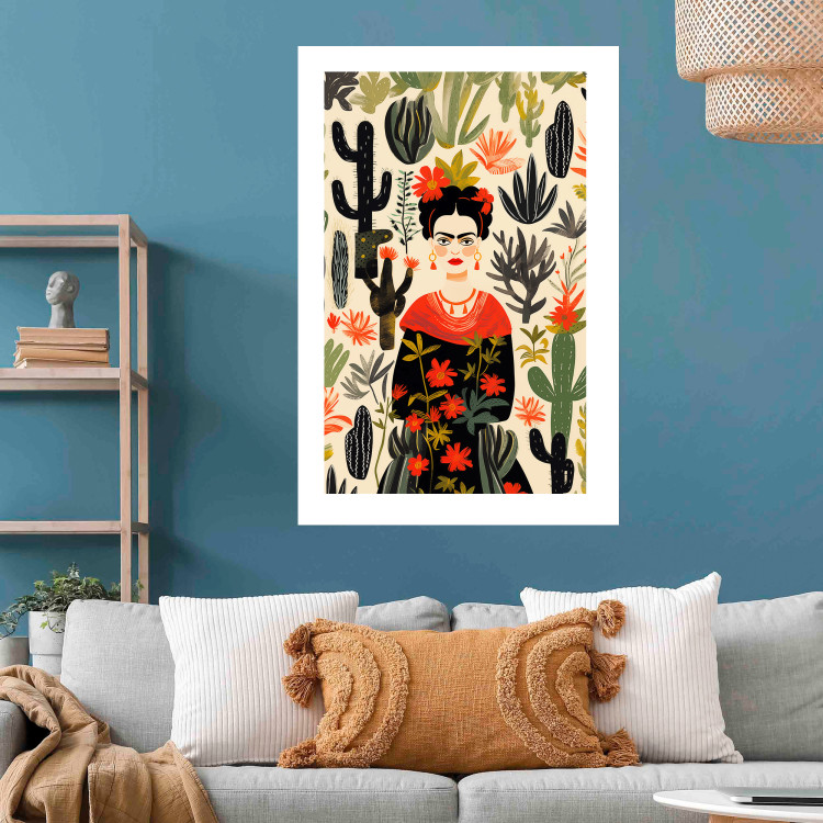 Wall Poster Frida in the Desert - A Composition With the Painter and Cacti in the Background 152209 additionalImage 9