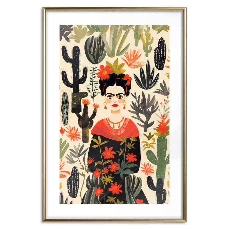Wall Poster Frida in the Desert - A Composition With the Painter and Cacti in the Background 152209 additionalImage 17