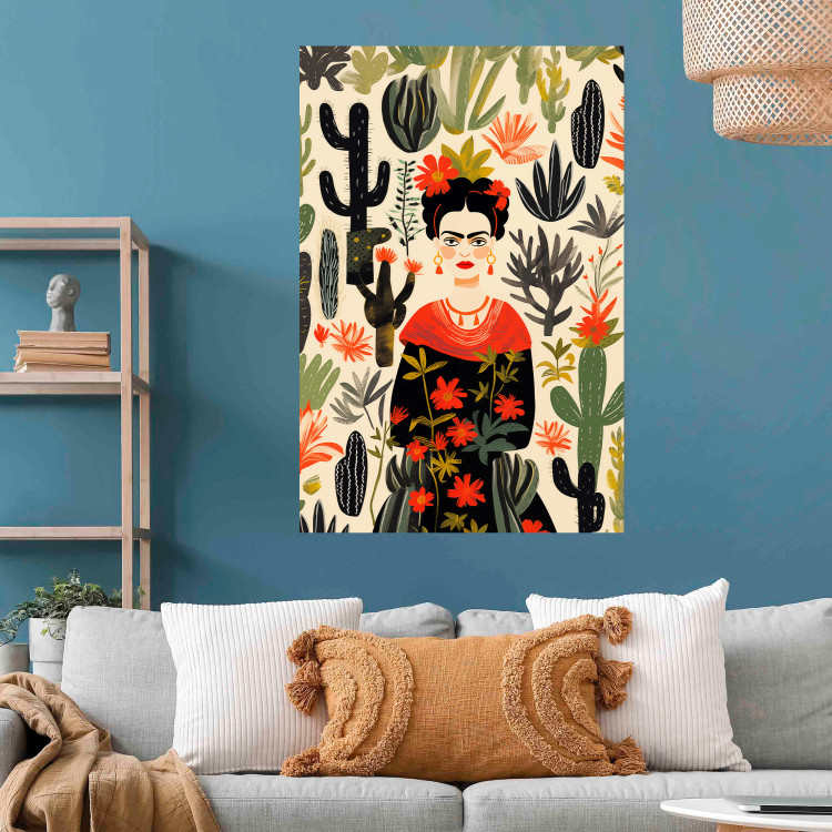 Wall Poster Frida in the Desert - A Composition With the Painter and Cacti in the Background 152209 additionalImage 10