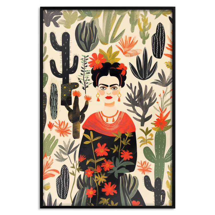 Wall Poster Frida in the Desert - A Composition With the Painter and Cacti in the Background 152209 additionalImage 14