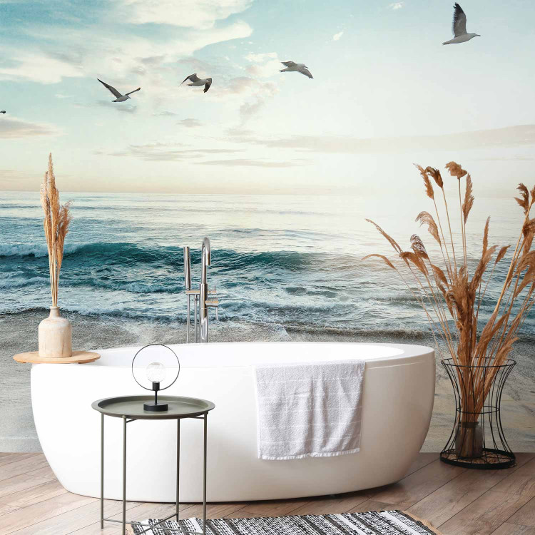 Wall Mural Lonely Beach - Seascape With Rough Waves and Birds 160009 additionalImage 8
