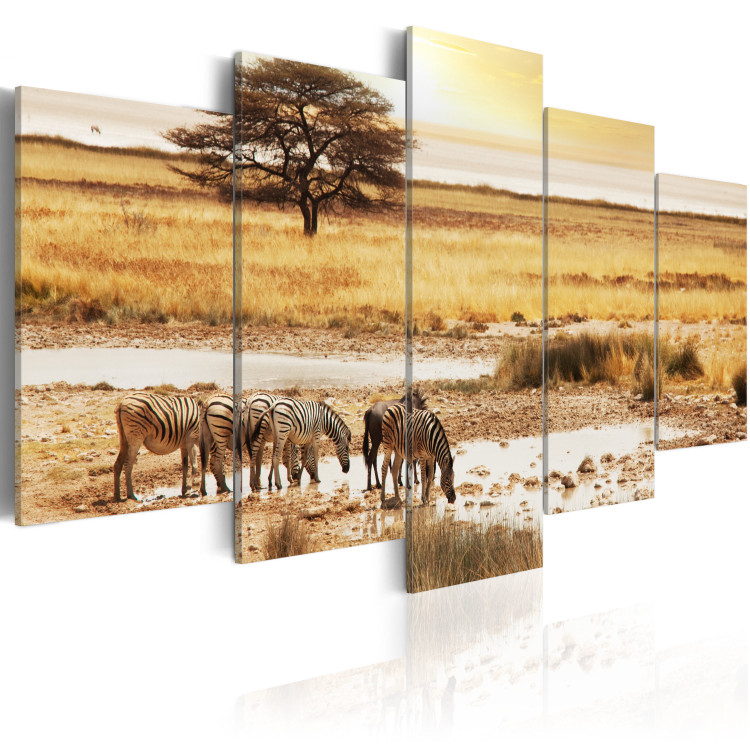Canvas Print Zebras on a savannah 58809 additionalImage 2