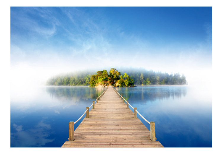 Wall Mural One Bridge - Serene Landscape of an Island surrounded by the Blue of the Sea and Sky 61609 additionalImage 1