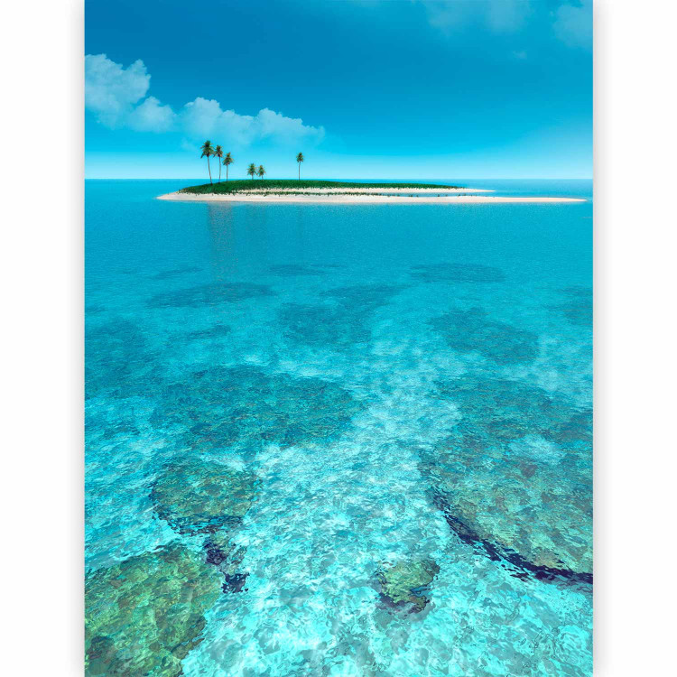 Photo Wallpaper Blue Landscape - Deserted island with palm trees against a turquoise ocean 61709 additionalImage 5