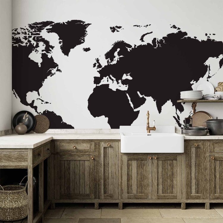 Wall Mural Minimalist world map - black outline of continents on a white background 95909 additionalImage 6