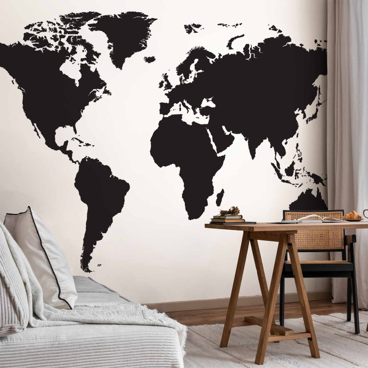 Wall Mural Minimalist world map - black outline of continents on a white background 95909 additionalImage 4