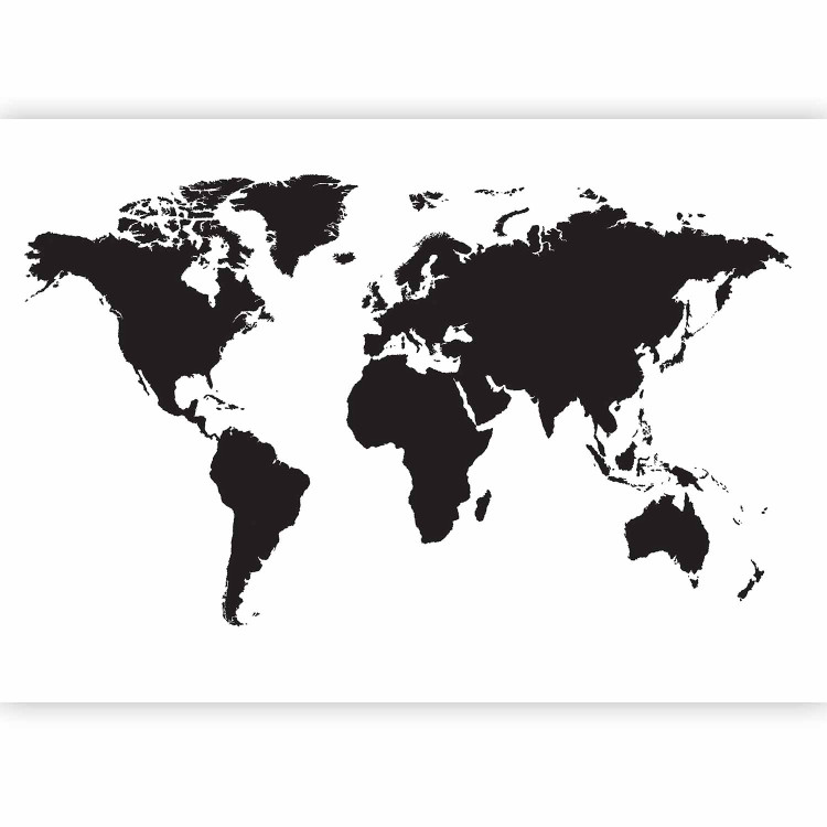 Wall Mural Minimalist world map - black outline of continents on a white background 95909 additionalImage 1