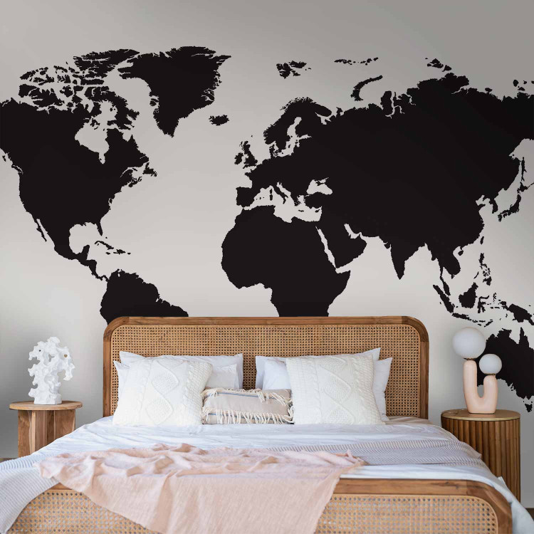 Wall Mural Minimalist world map - black outline of continents on a white background 95909 additionalImage 2