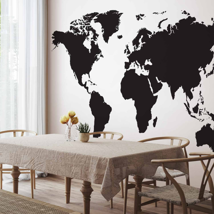 Wall Mural Minimalist world map - black outline of continents on a white background 95909 additionalImage 7
