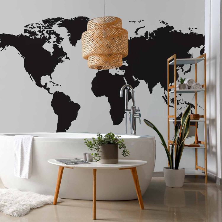 Wall Mural Minimalist world map - black outline of continents on a white background 95909 additionalImage 8
