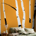 Wall Mural Birch forest - black and white tree trunks on an orange coloured background 96609 additionalThumb 2