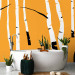 Wall Mural Birch forest - black and white tree trunks on an orange coloured background 96609 additionalThumb 8
