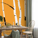 Wall Mural Birch forest - black and white tree trunks on an orange coloured background 96609 additionalThumb 7